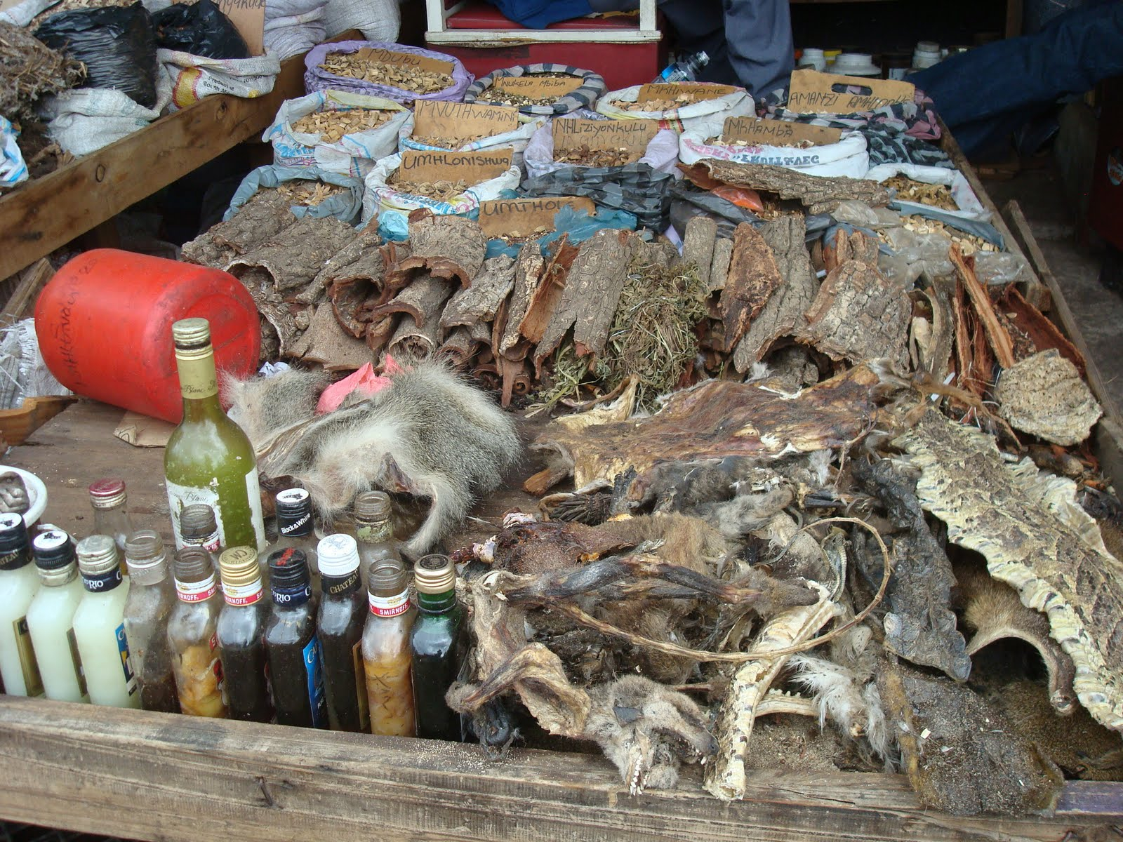 A muti-market stall, Durban, South Africa.